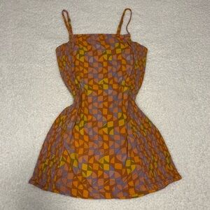 RVCA Women Orange United Geometric Mini Dress